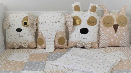 Διακοσμητικά Μαξιλάρια Κούνιας AV Baby  "Fairy Tales" 35x35cm 4τμχ Μπεζ