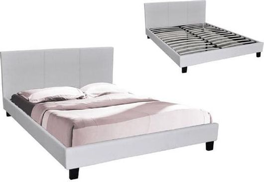 Κρεβάτι Woodwell Ε8031,1 Διπλό από Δερματίνη για Στρώμα 190x140cm Λευκό