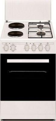 Κουζίνα Arielli C-5060 / 2GFL 43lt με Εστίες Υγραερίου & Ρεύματος Π50cm Λευκό