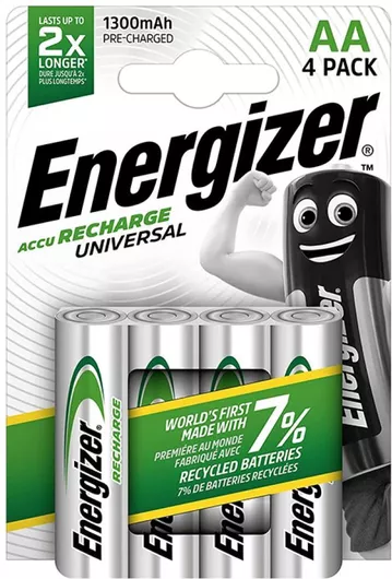 Επαναφορτιζόμενες Μπαταρίες Energizer Universal AA Ni-MH 1300mAh 1.2V Σετ 4τμχ