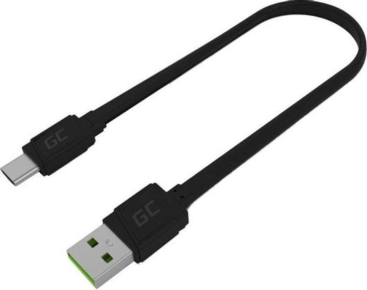 Green Cell Flat USB 2.0 Cable USB-C male - USB-A Μαύρο 0.25m KABGC03