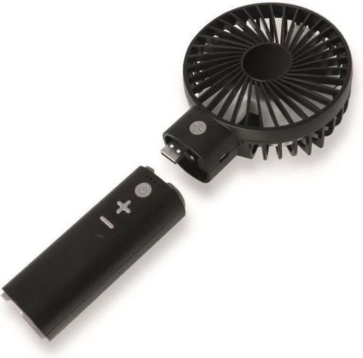 Ανεμιστηράκι Eurolamp Φ10 Χειρός USB Επαναφορτιζόμενο με Power Bank 2200mAh & Φωτισμό Μαύρο