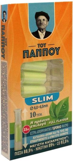 Πίπες Τσιγάρων Του Παππού 42902-320 για Slim Τσιγάρο 33mm με Υδρόφιλο Φίλτρο 10τμχ
