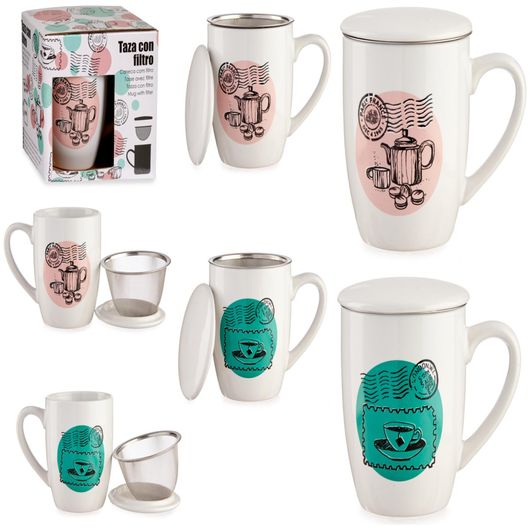 Κούπα Πορσελάνινη με Καπάκι σε 2 Σχέδια