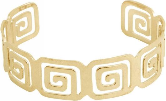 Βραχιόλι Χειροπέδα Kostibas Μπράτσου με Αρχαιοελληνικό Σχέδιο Επιχρυσωμένο