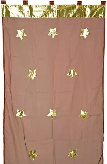 Κουρτίνα JK Home Décor 19427 Υφασμάτινη Καφέ με Αστέρια 100x210cm