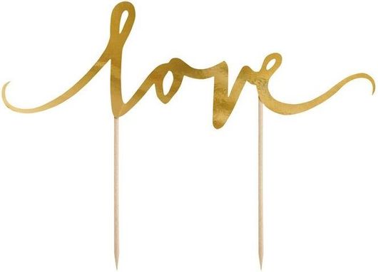 Topper Τούρτας Γάμου PartyDeco Love Χρυσό