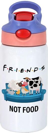 Παιδικό Παγούρι Θερμός friends not food Ανοξείδωτο με Καλαμάκι Ασφαλείας Ροζ / Μοβ 350ml