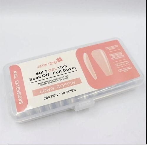 Soft Gel Tips Διάφανο σε Κασετίνα Χωρίς Ένωση Long Coffin 260τμχ