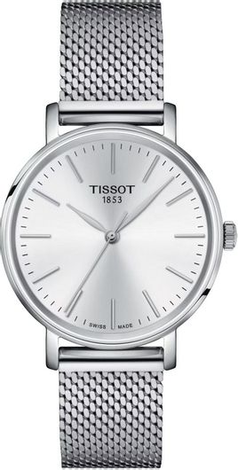 Γυναικείο Ρολόι Tissot T-Classic Everytime Lady με Μεταλλικό Μπρασελέ Ασημί