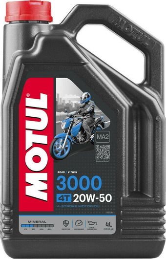 Λάδι Μοτοσυκλέτας Motul Mineral 3000 4T για Τετράχρονους Κινητήρες 20W-50 4lt