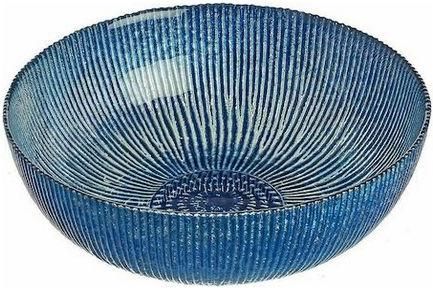 Διακοσμητικό Μπολ JK Home Decoration Γυάλινο 14x14cm Μπλε