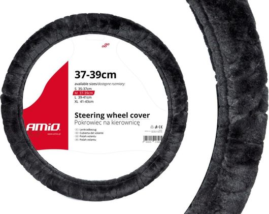 Κάλυμμα Τιμονιού Αυτοκινήτου Amio Swc-02 37 / 39cm Συνθετικό Μαύρο