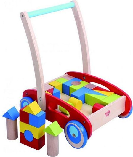 Τουβλάκια Tooky Toy Ξύλινη Περπατούρα με TKC για 12+ Μηνών