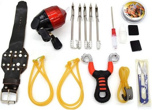 Σετ Ψαρέματος Fishing Reel Slingshot Hunting Catapult Shot Dart με Σφεντόνα & Αξεσουάρ