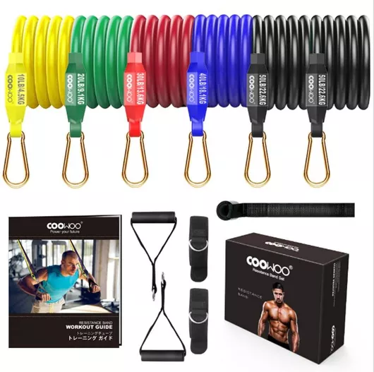 Λάστιχο Γυμναστικής Coowoo B08CDD5TKT Σωληνωτά με Λαβές 6τμχ Πολύχρωμο