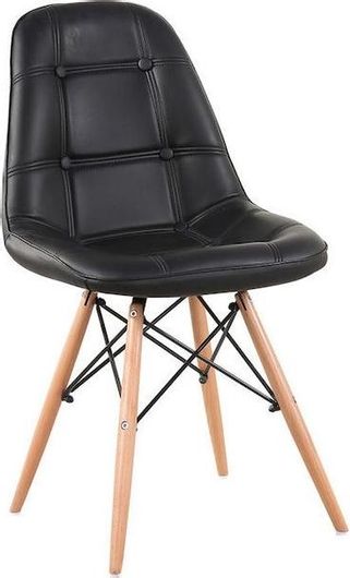 Καρέκλα Τραπεζαρίας ArteLibre Peep με Επένδυση Δερματίνης 44x52.5x84cm Μαύρο