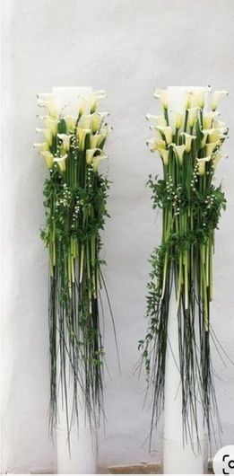 Διακοσμητικό Γάμου Τεχνητός Στολισμός Λαμπάδα με Κάλες