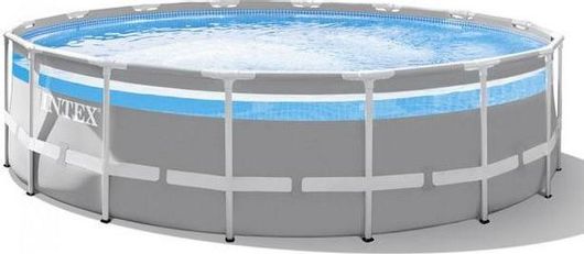 Πισίνα Intex 26730 Prism Frame Premium Clear View Στρογγυλή 488x122cm Γκρι