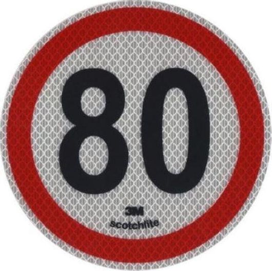 Αντανακλαστικό 3M Αυτοκόλλητο με Όριο Ταχύτητας "80" 15cm