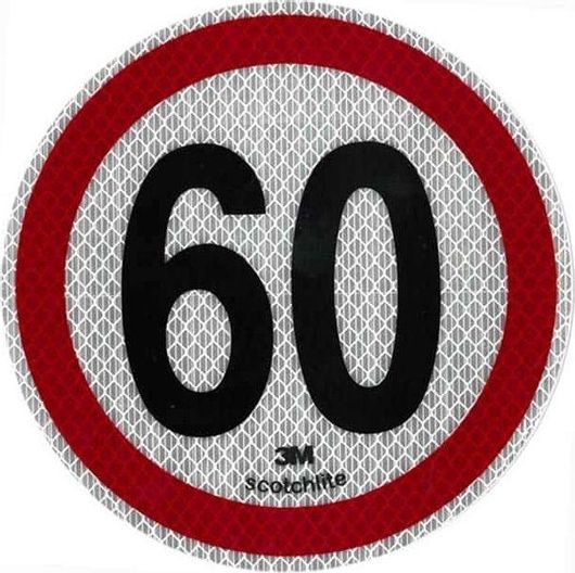 Αντανακλαστικό 3M Αυτοκόλλητο με Όριο Ταχύτητας "60"