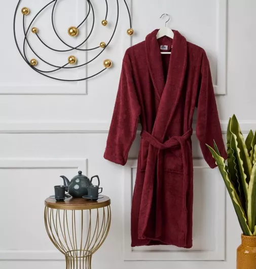 Μπουρνούζι Cokitex Pure Cotton με Γιακά XXLarge Μπορντό