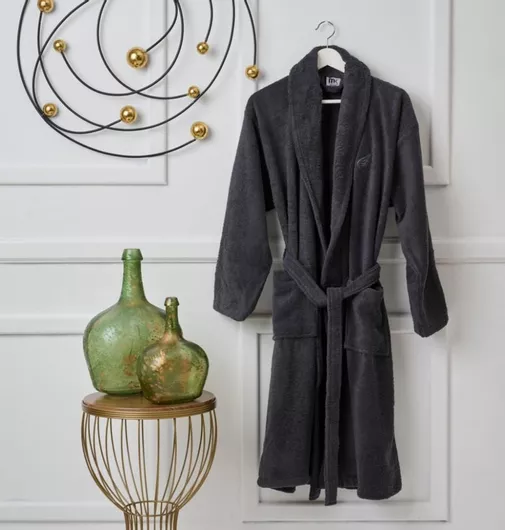 Μπουρνούζι Cokitex Pure Cotton με Γιακά Medium Μαύρο