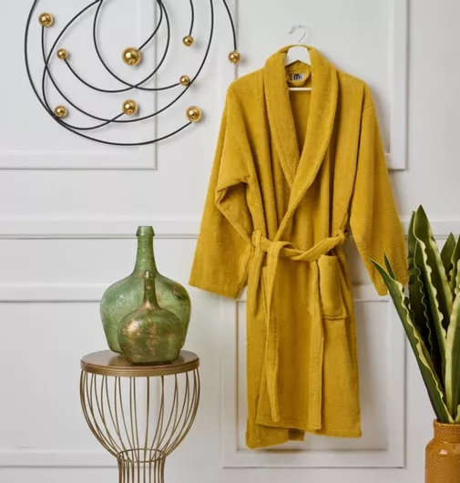 Μπουρνούζι Cokitex Pure Cotton με Γιακά XXLarge Μουσταρδί