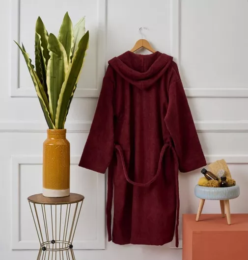 Μπουρνούζι Cokitex Pure Cotton με Κουκούλα Small Μπορντό