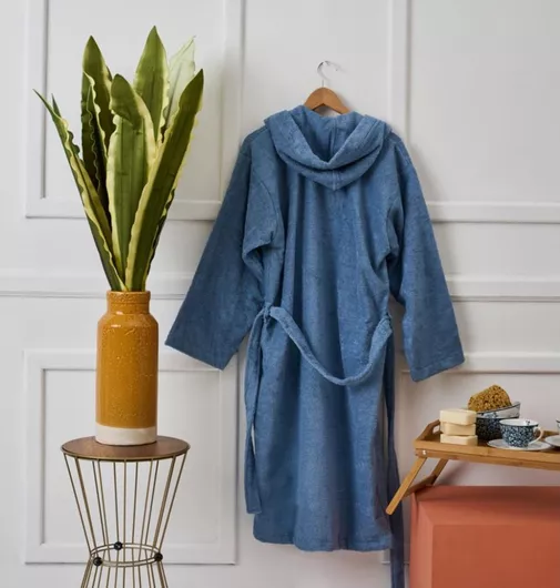 Μπουρνούζι Cokitex Pure Cotton με Κουκούλα Large Γαλάζιο