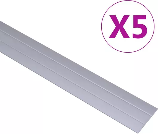 Προφίλ Δαπέδου vidaXL 5 τεμ. Ασημί 134 cm Αλουμινίου 146807