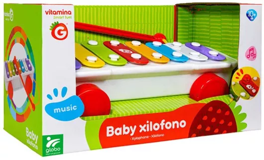 Μουσικό Παιχνίδι Globo Ξυλόφωνο με Τροχούς & Μεταλλικές Πλάκες για 3+ Ετών
