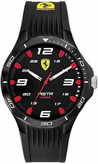 Ανδρικό Ρολόι Ferrari 0870047 με Καουτσούκ Λουράκι Μαύρο