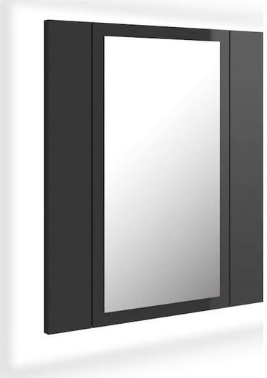 Καθρέπτης Μπάνιου vidaXL 804955 Ορθογώνιος Led από Μοριοσανίδα με Ντουλάπι 40x45cm Γκρι