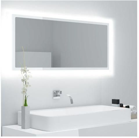 Καθρέπτης Μπάνιου vidaXL 804945 Ορθογώνιος Led από Μοριοσανίδα 100x37cm Λευκό