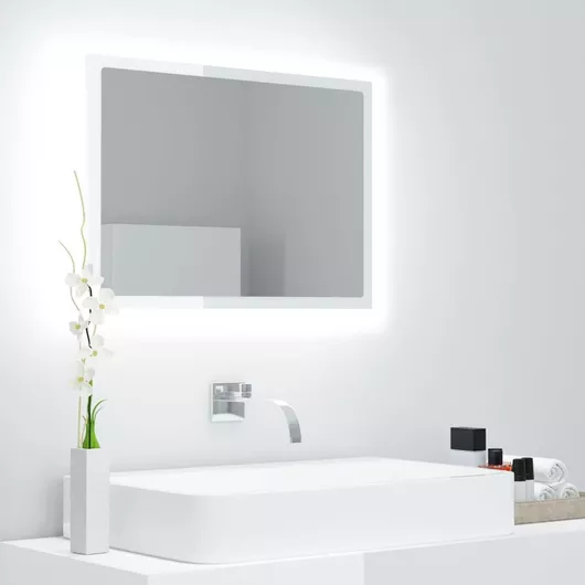 Καθρέπτης Μπάνιου vidaXL 804921 Ορθογώνιος Led από Μοριοσανίδα 60x37cm Λευκό