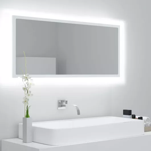 Καθρέπτης Μπάνιου vidaXL 804940 Ορθογώνιος Led από Μοριοσανίδα 100x37cm Λευκό