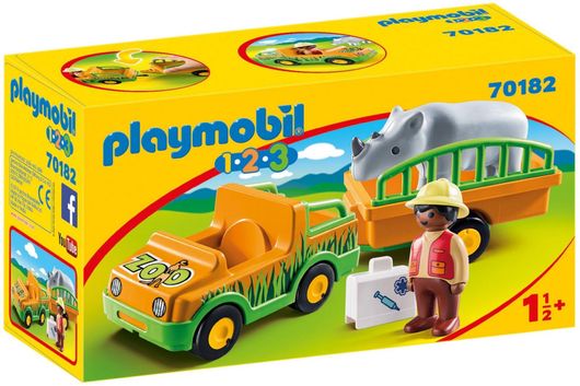 Playmobil 123 Zoo Vehicle With Rhinoceros για 18+ Μηνών