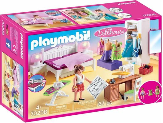 Playmobil Dollhouse Υπνοδωμάτιο με Ατελιέ Ραπτικής για 4+ Ετών #70208