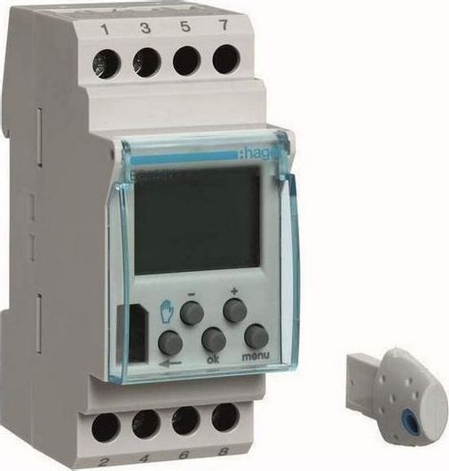 Χρονοδιακόπτης Ράγας Hager Ψηφιακός Εβδομαδιαίος με Εφεδρεία 5 Έτη & Έξοδο Παλμού 12-24V