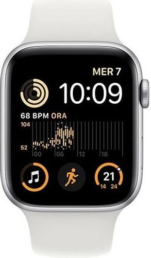 Apple Watch SE 2022 Cellular Aluminium 44mm Αδιάβροχο με eSIM & Παλμογράφο Silver με White Sport Band
