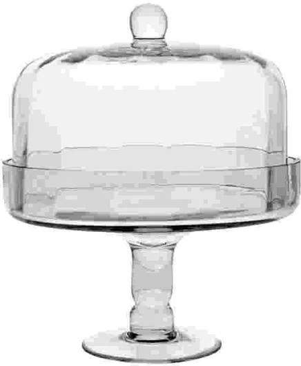 Τουρτιέρα Idea Home Optic Γυάλινη με Καπάκι & Πόδι 26.5x26.5x33cm Διάφανο