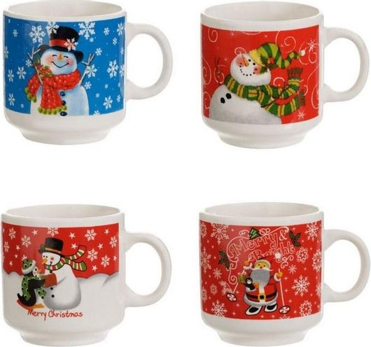 Κούπες Φιγούρες Χριστουγεννιάτικες Κεραμικές 160ml Σετ 4τμχ
