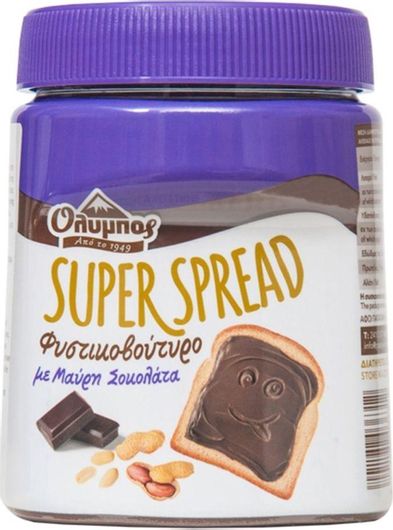 Φυστικοβούτυρο Όλυμπος Απαλό Super Spread με Μαύρο Σοκολάτα 350gr