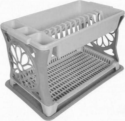 Πιατοθήκη Πλαστική Διώροφη Μαργαρίτα Γκρί 48x30.5x29cm