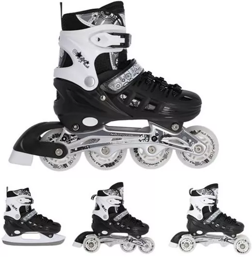 Rollers Nils Extreme NH10905 Inline Πολυμορφικά 4 σε 1 Αυξομειούμενα Ενηλίκων Νο 39-42 Μαύρο 