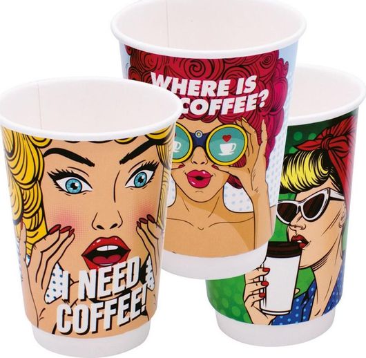 Ποτήρια μιας Χρήσης 17299 Χάρτινα Διάφορα Σχέδια 16τμχ Πολύχρωμο