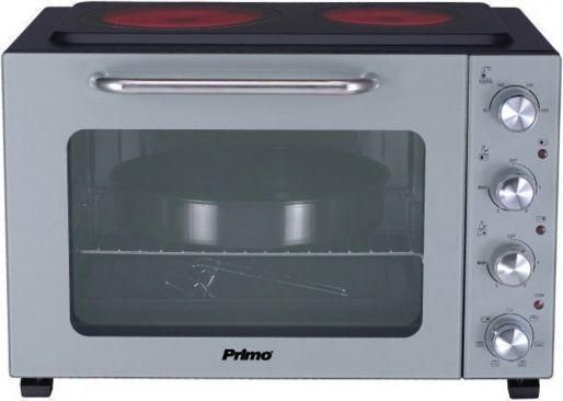 Φουρνάκι PREO-40387 με 2 Κεραμικές Εστίες 50lt με Αέρα Υάλινη Πρόσοψη Γκρι / Μαύρο