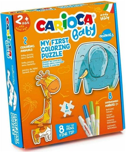 Σετ Ζωγραφικης Carioca Baby Animals My First Coloring Puzzle με 8 Μαρκαδόρους