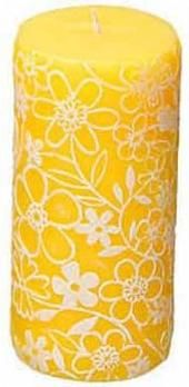 Κερί Κύλινδρος Κίτρινος Floral 15cm
